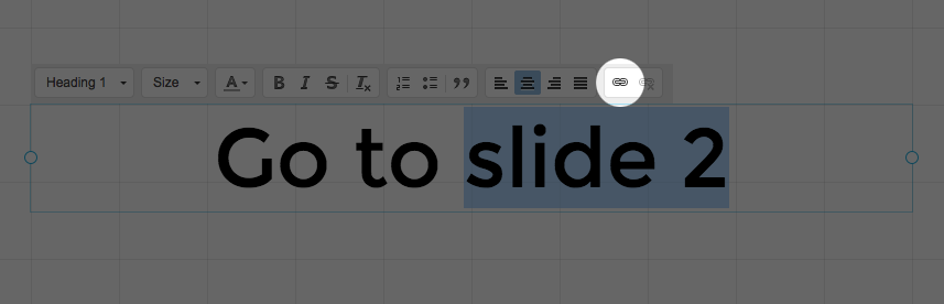 Link option in the text toolbar
