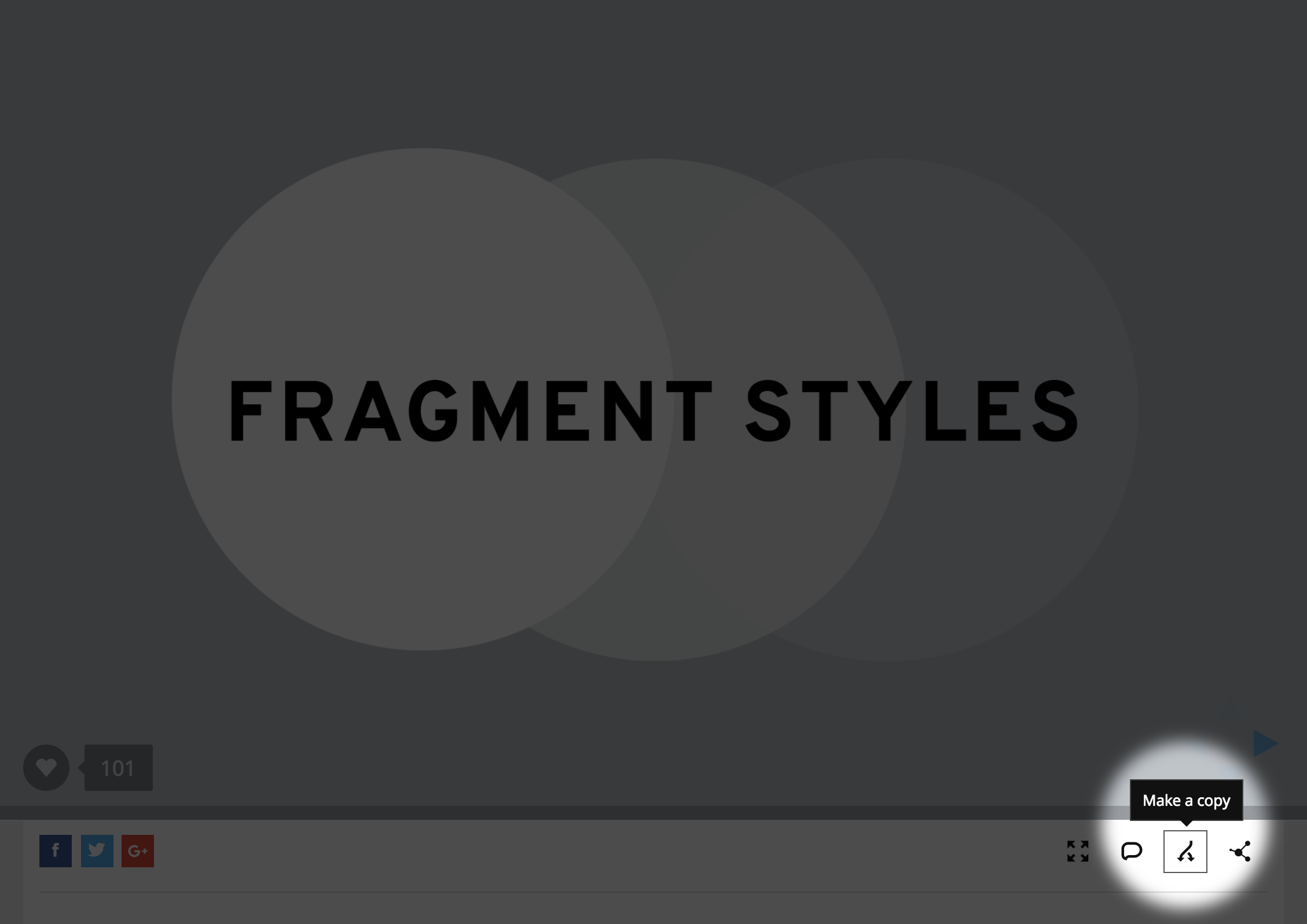 Copy deck option on a presentation page