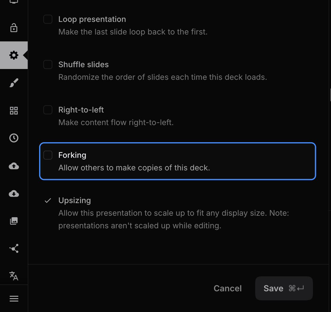 Forking setting highlighted in the editor settings