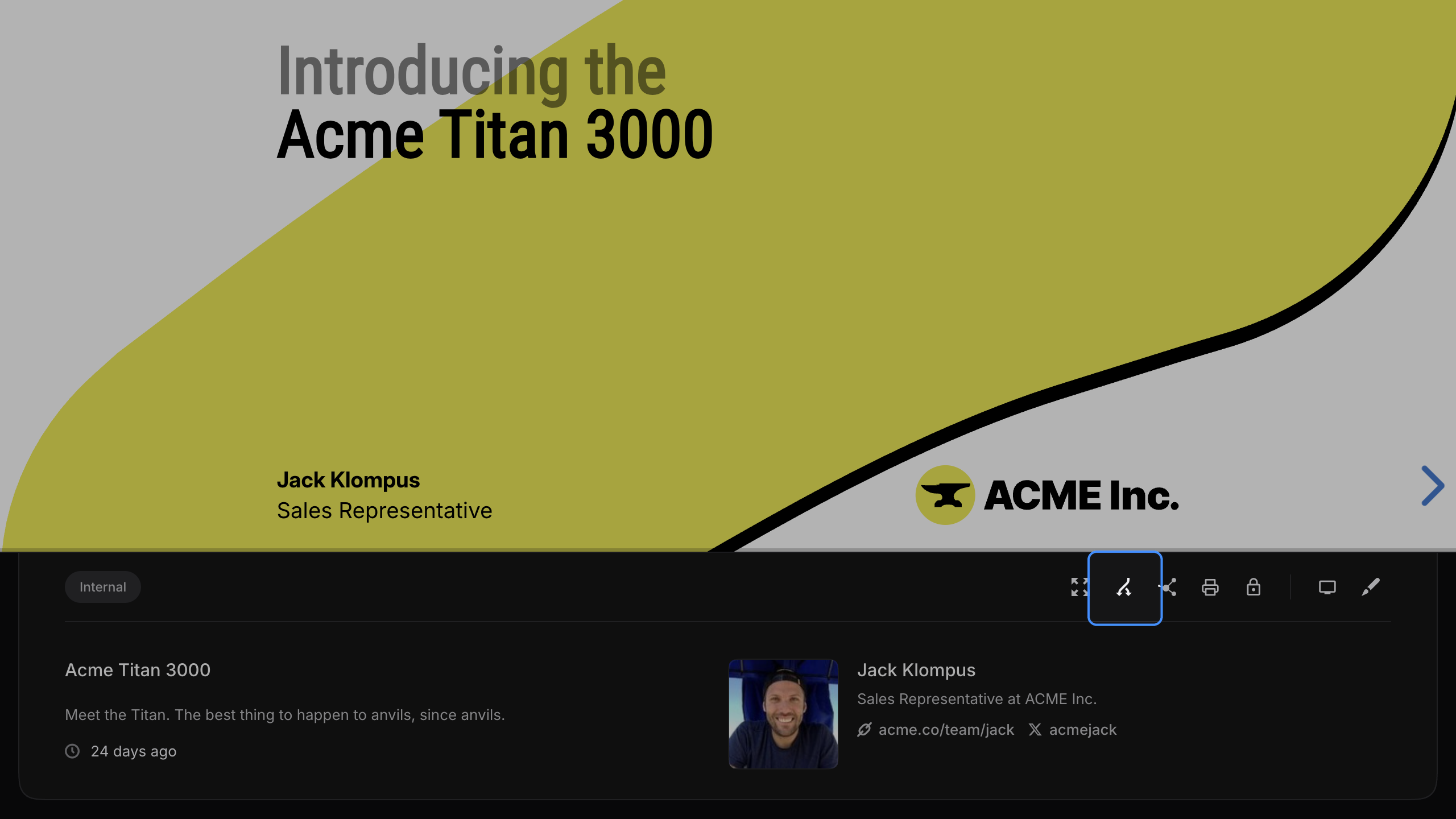 Make a copy button highlighted below the Titan presentation