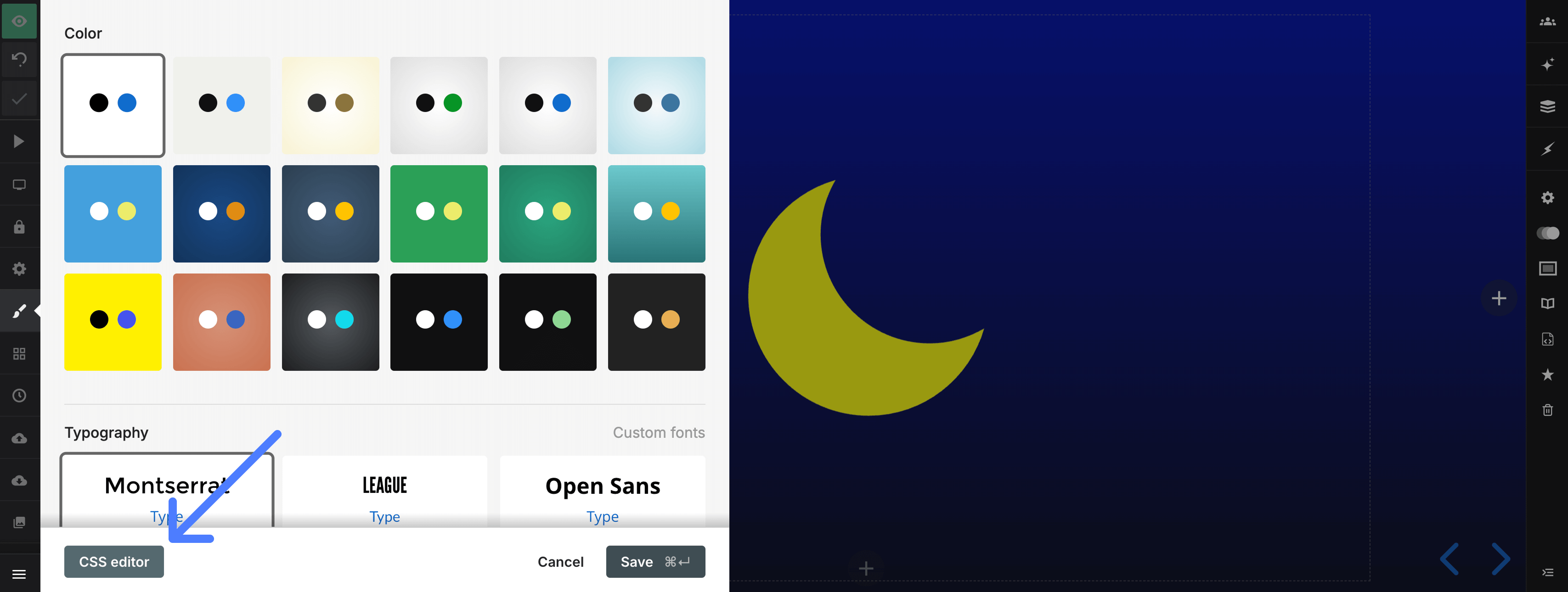CSS editor option in the Style panel