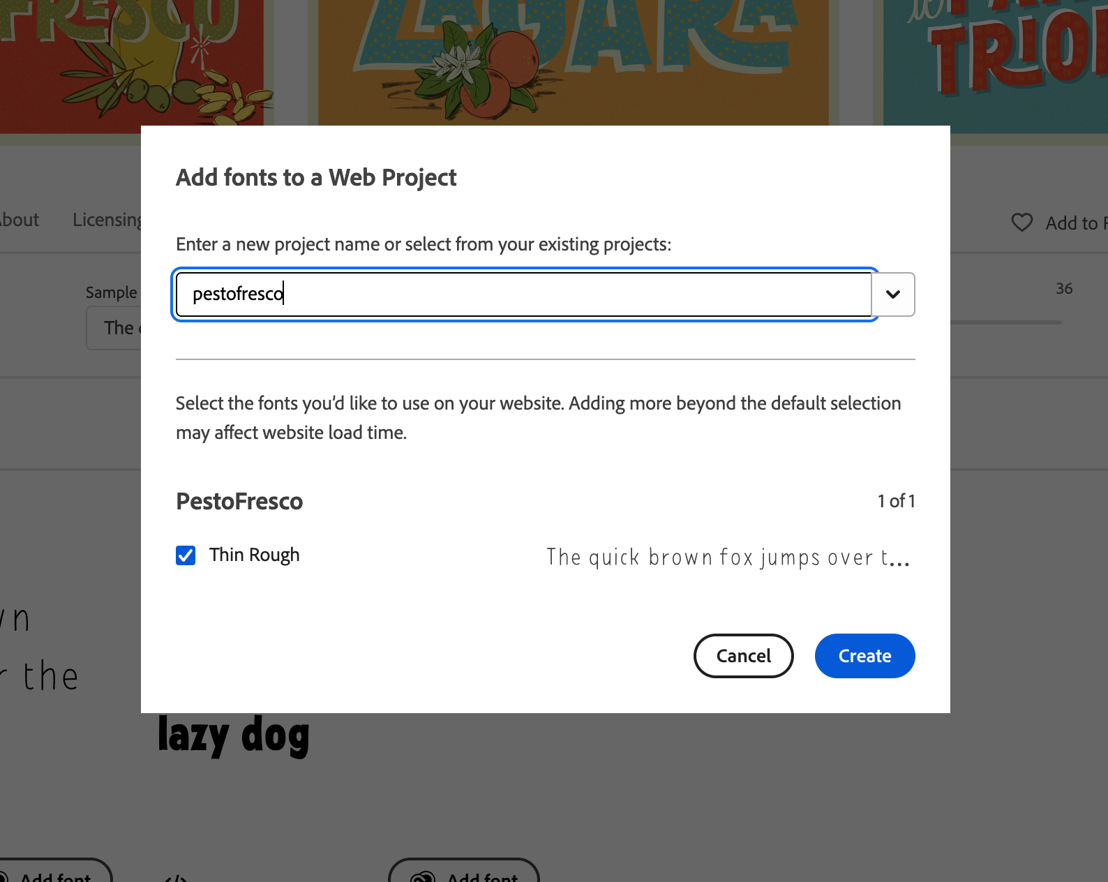Creating an Adobe Fonts web project