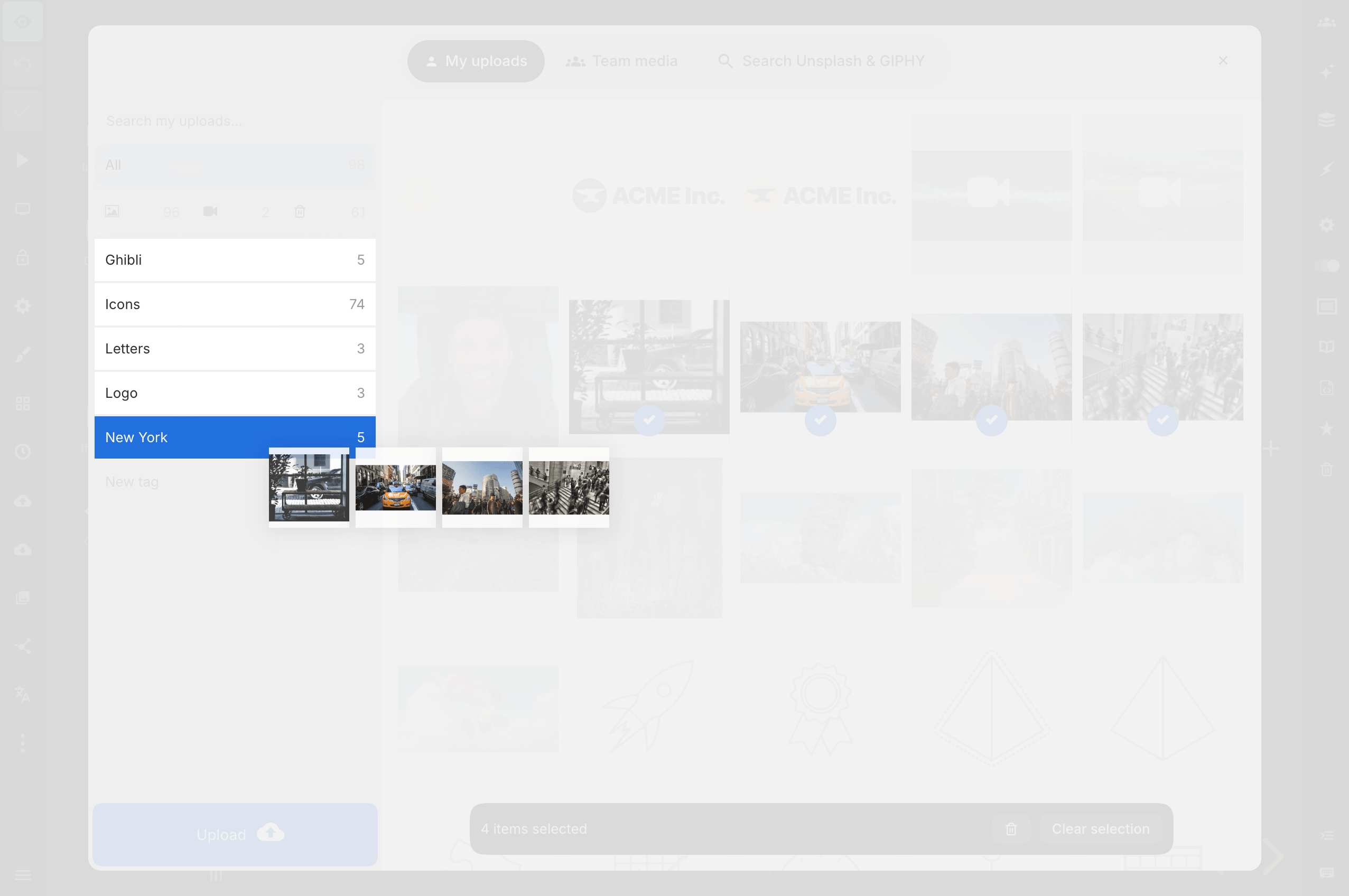 Dragging multiple selected assets onto a tag
