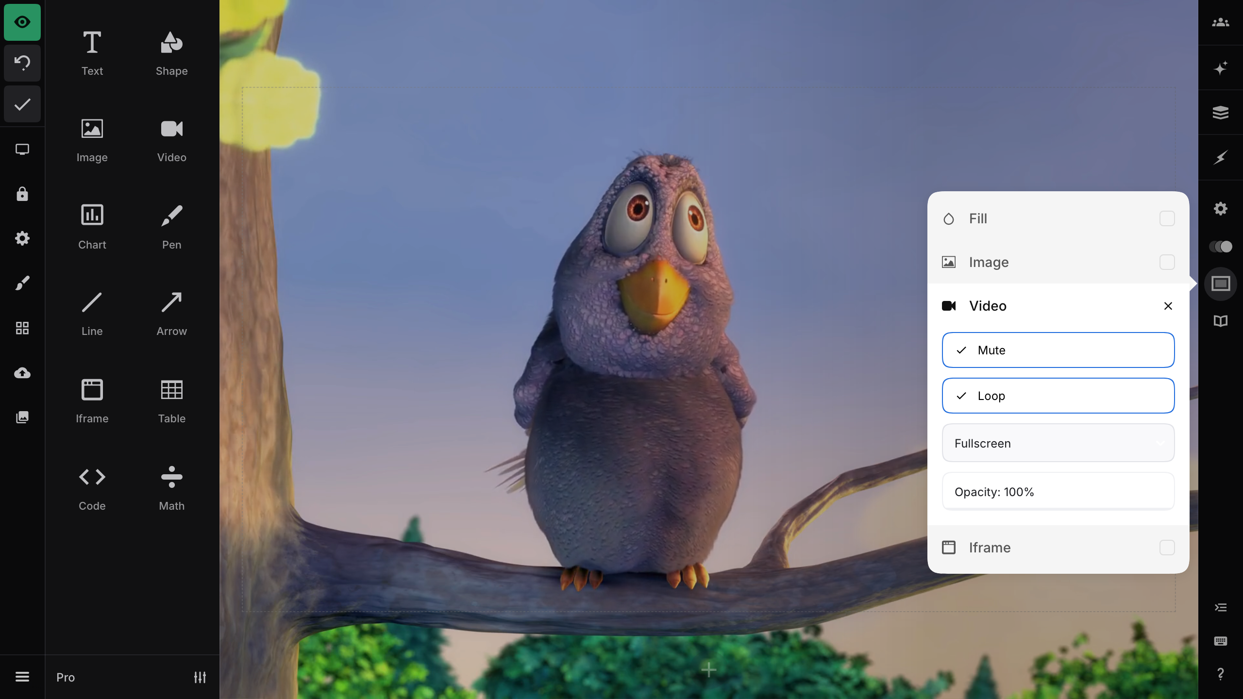 Video background with Mute and Loop enabled