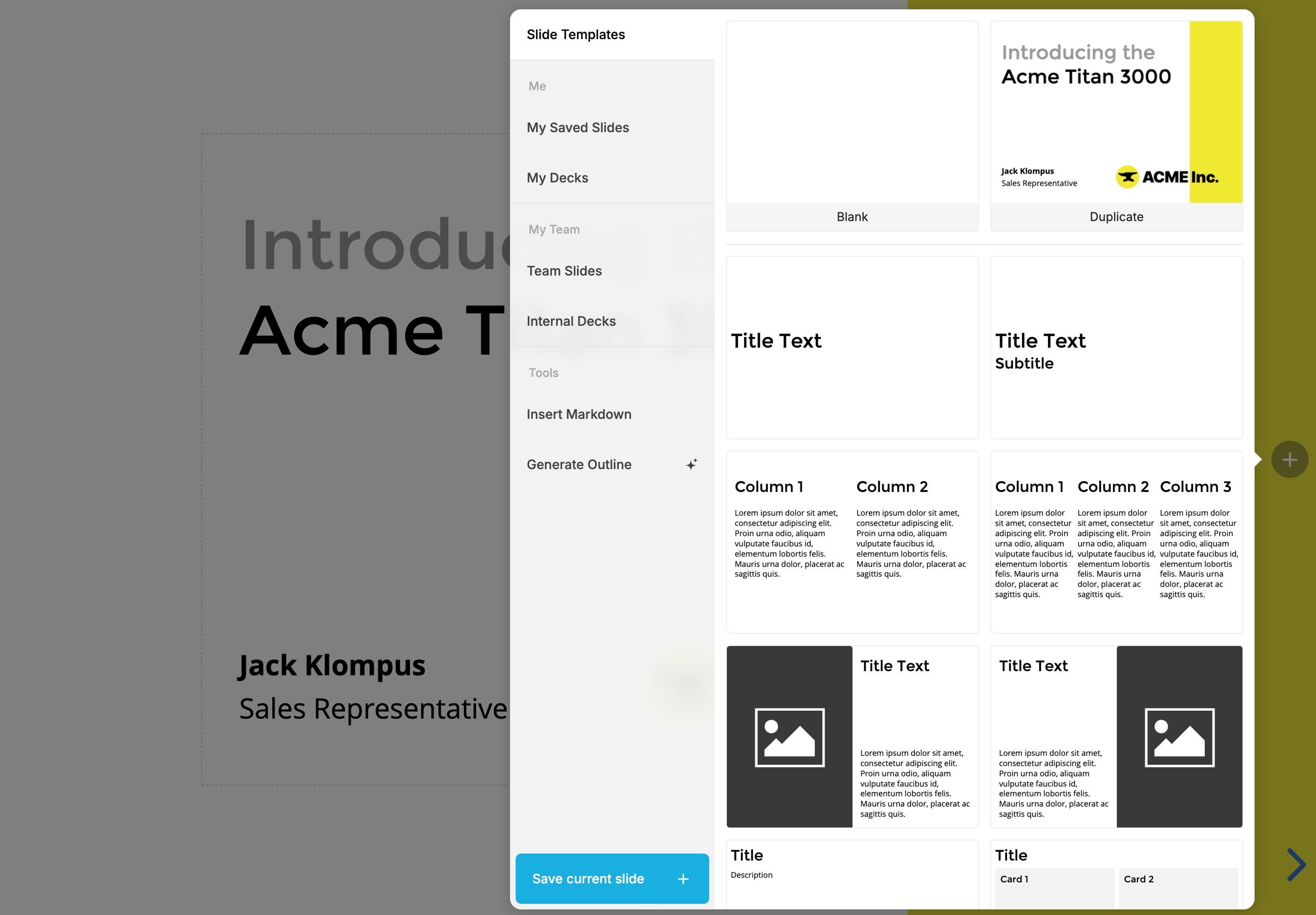 Default slide templates