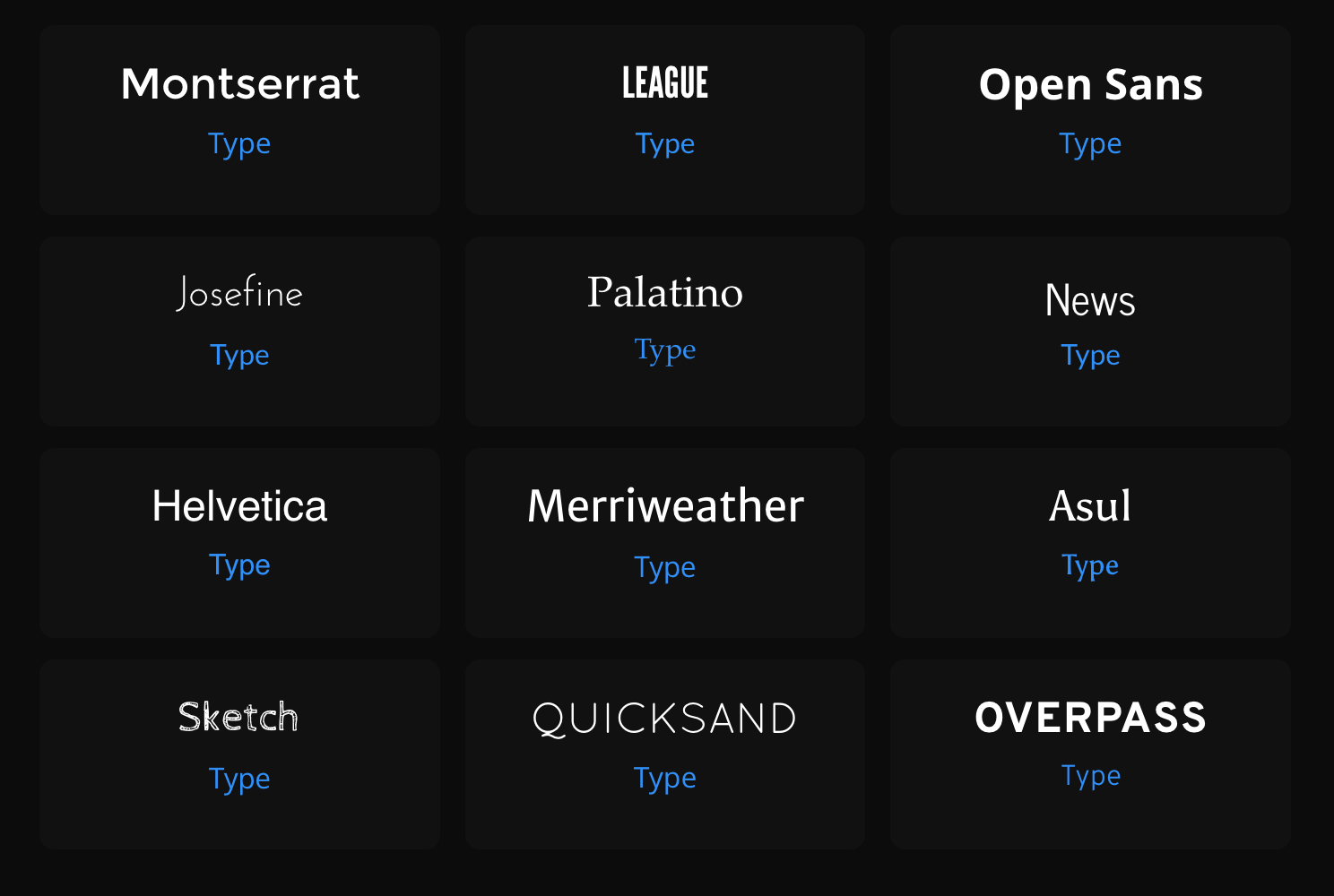 Font presets in the Style panel