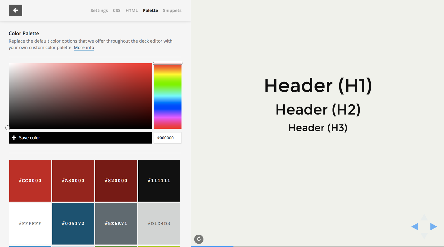 Custom color palette in the theme editor