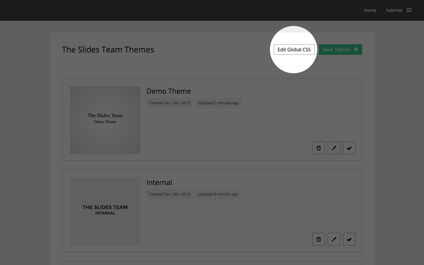 Team-wide global CSS editor
