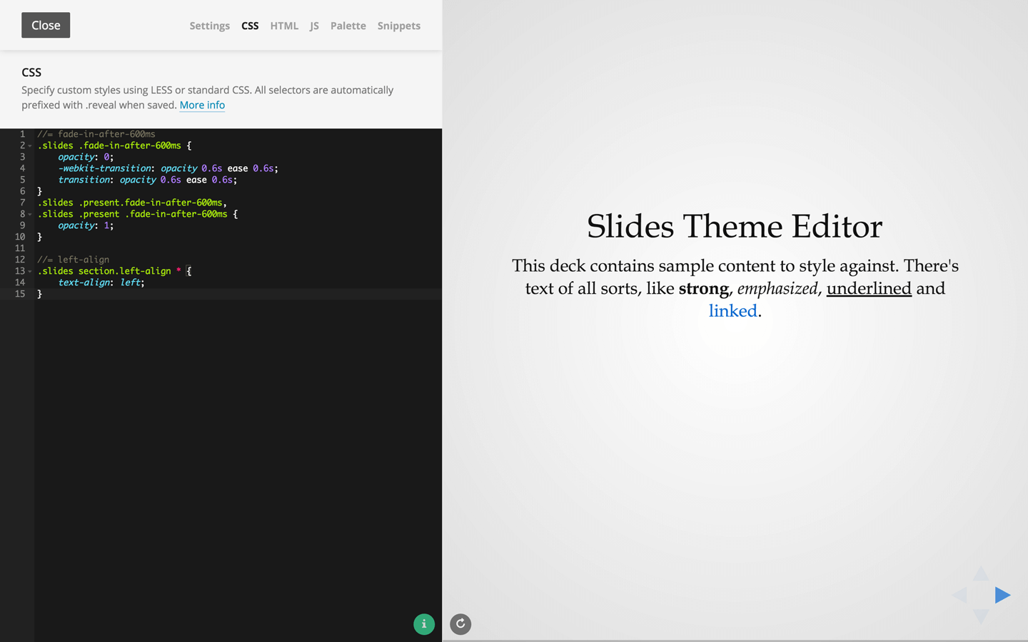 Theme-specific CSS editor