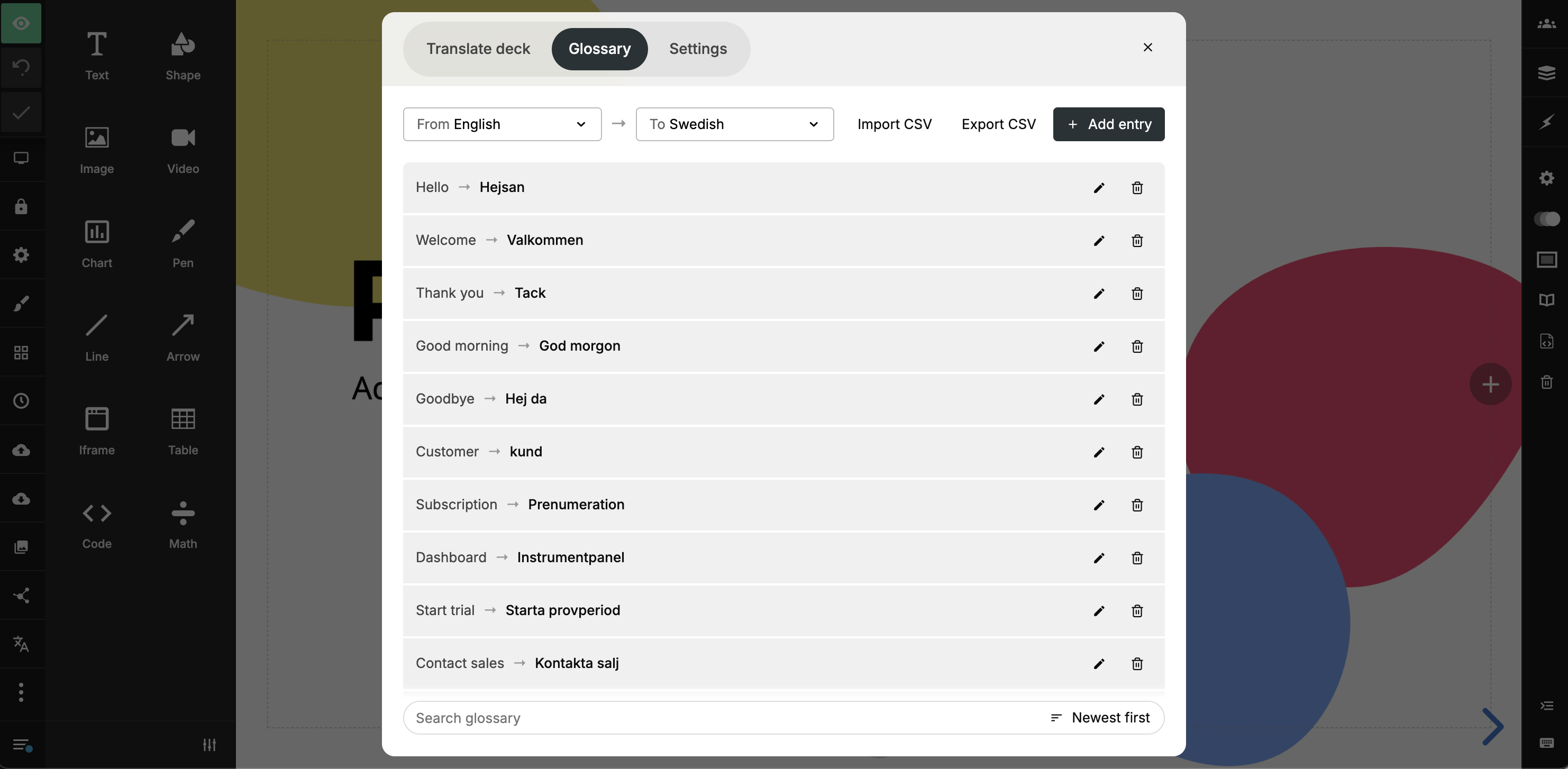 Team translation glossary