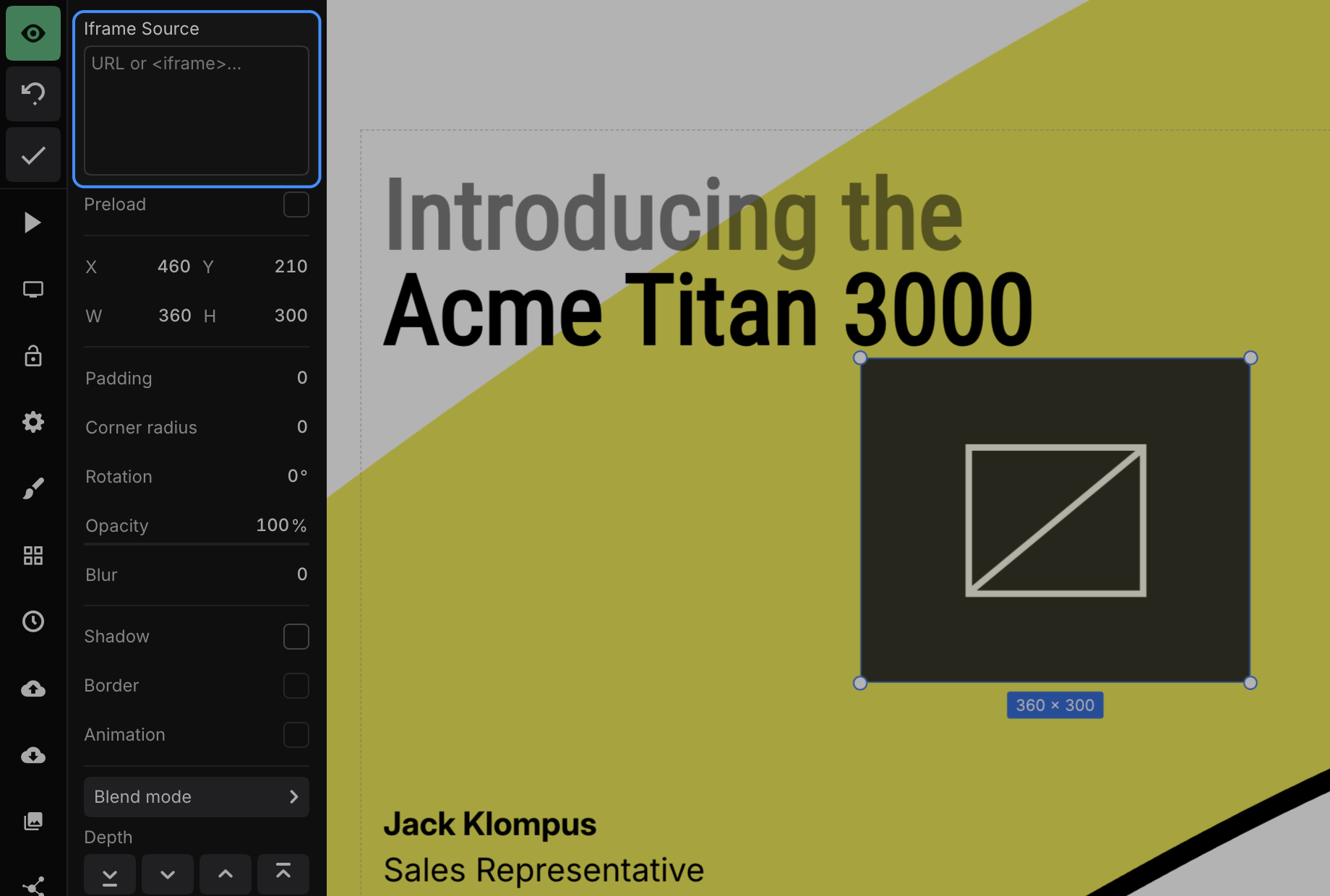 Iframe Source field for a video URL or iframe embed code