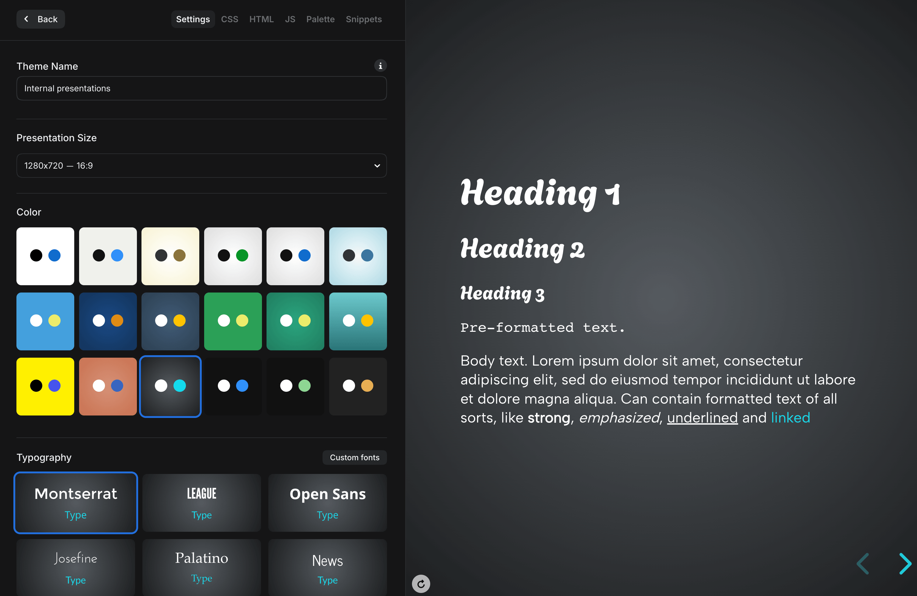 Theme editor inside Slides
